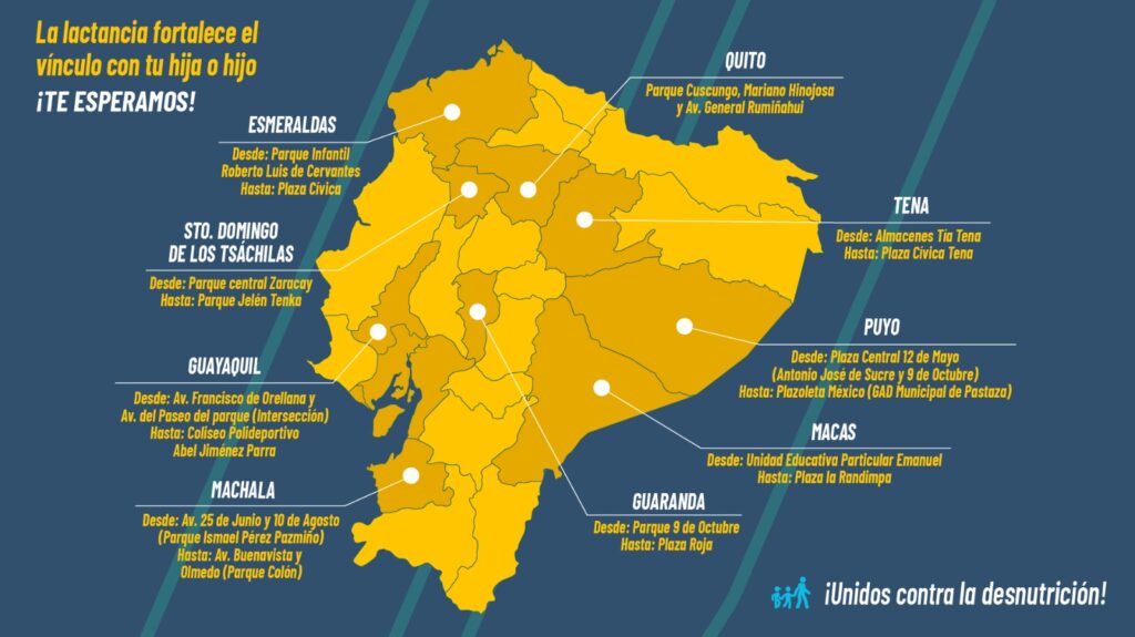 En nueve ciudades del Ecuador se realizarán caminatas en favor de la lactancia materna y la prevención de la desnutrición infantil